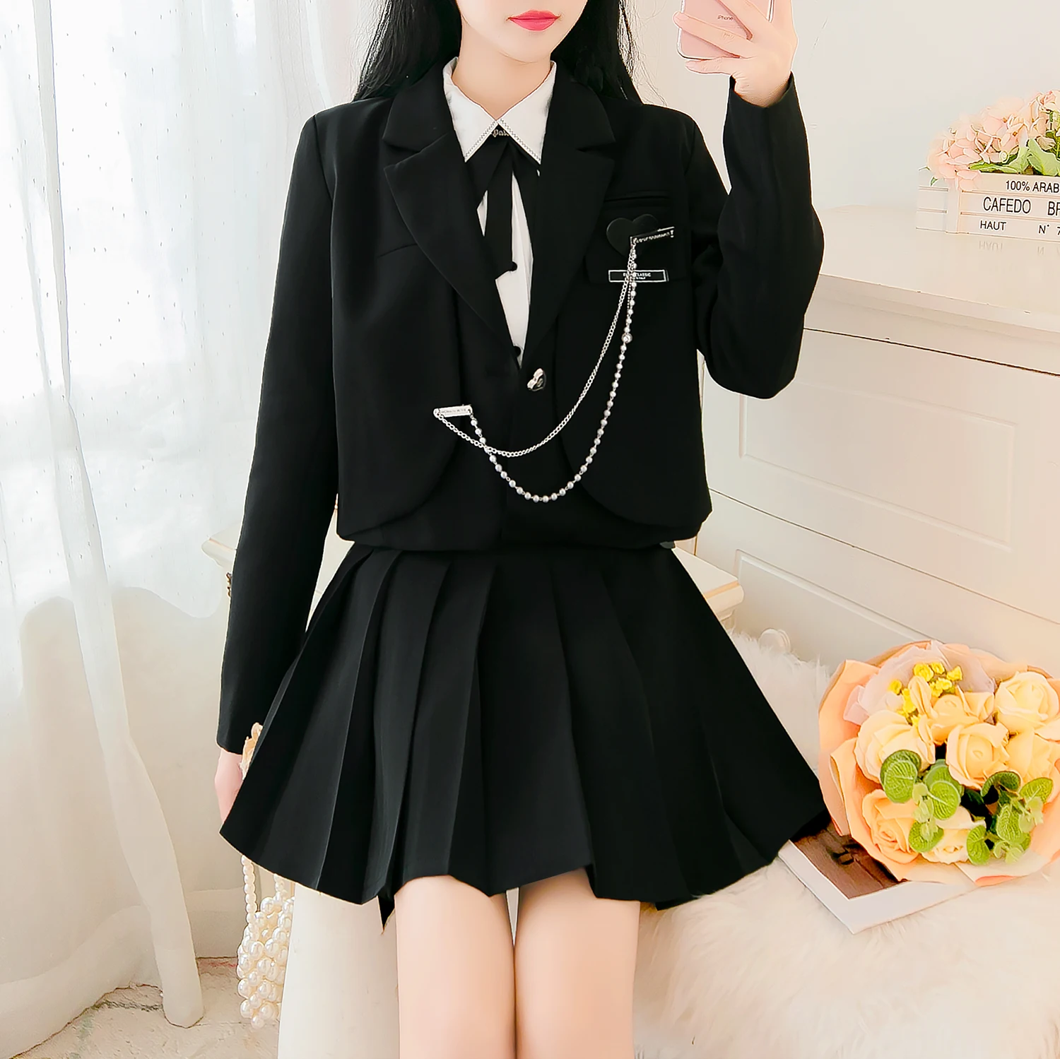 Женский Осенний модный костюм SWEETXUE 2022 в стиле преппи с длинным рукавом куртка +