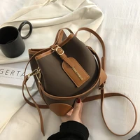 vintage simple high capacity pu leather bucket crossbody bags for women designer fashion lady luxury shoulder handbags