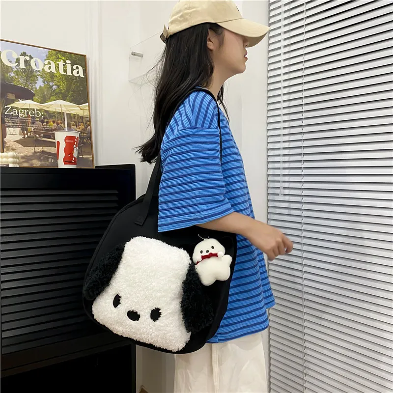 

Sanrio Брезентовая сумка для девочек, милая мультяшная плюшевая Наплечная Сумка Pochaccoh, сумка-мессенджер, сумка-тоут, Высококачественная сумка для девочек, игрушка в подарок