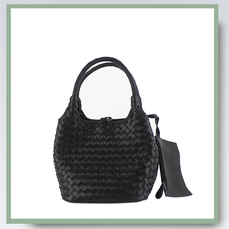 

Женская сумка-ведро классического дизайна из 100% овечьей кожи, однотонная сумка через плечо с переменным пространством, женские повседневны...