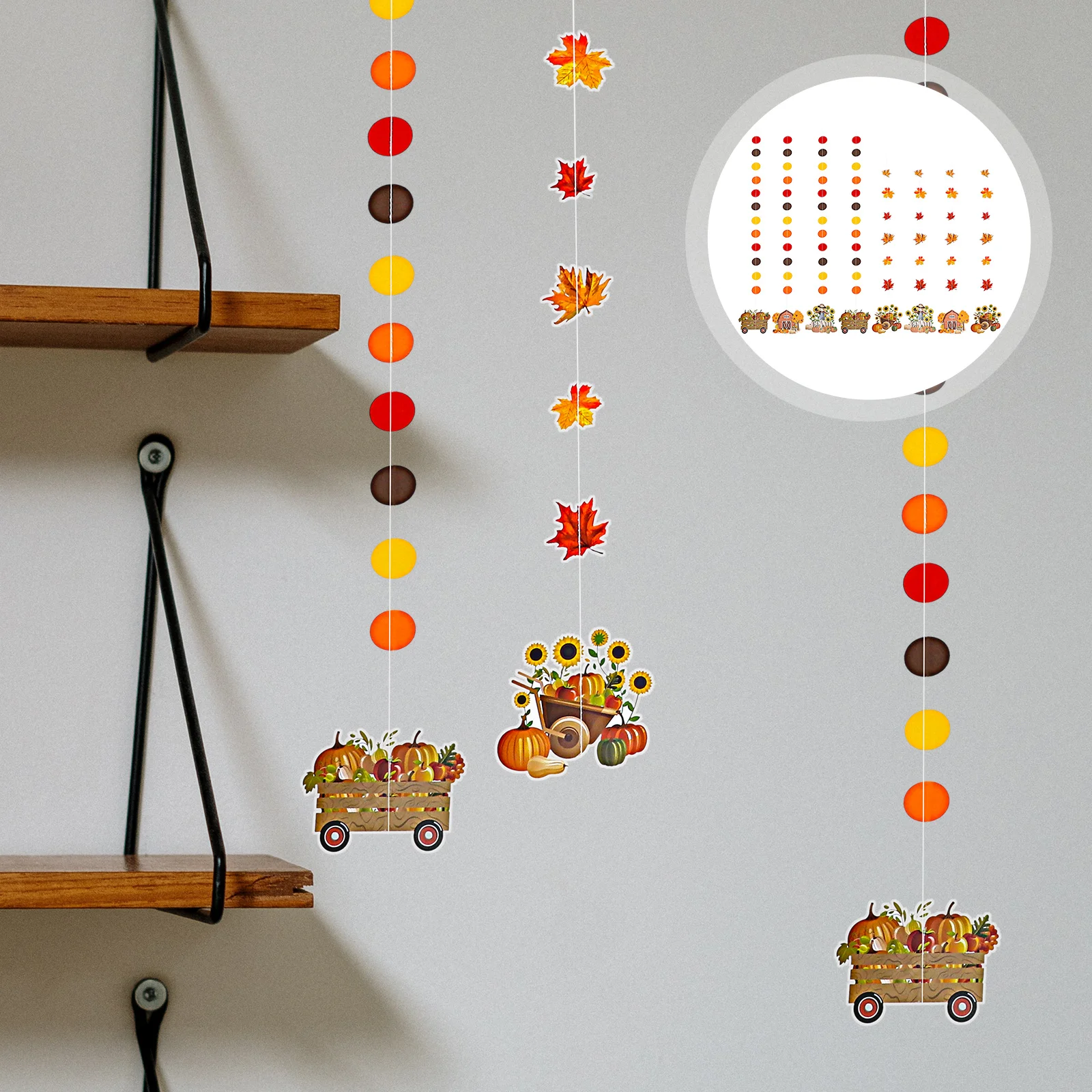 

8pcs Thanks Giving Decoration Hanging Pumpkin Craft Delicate Lovely Maple Leaf Pendant