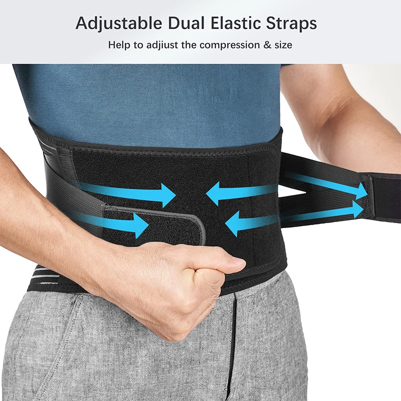 Breathable Back Support Belt for Men Waist Trainer Back Braces for Lower Back Pain Relief Anti-skid Lumbar Support Belt Black