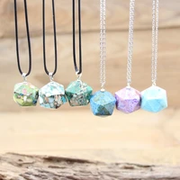 faceted nugget imperial jaspers pendantsnatural emperor stone reiki healing gems charms necklace women boho jewelry giftqc3285
