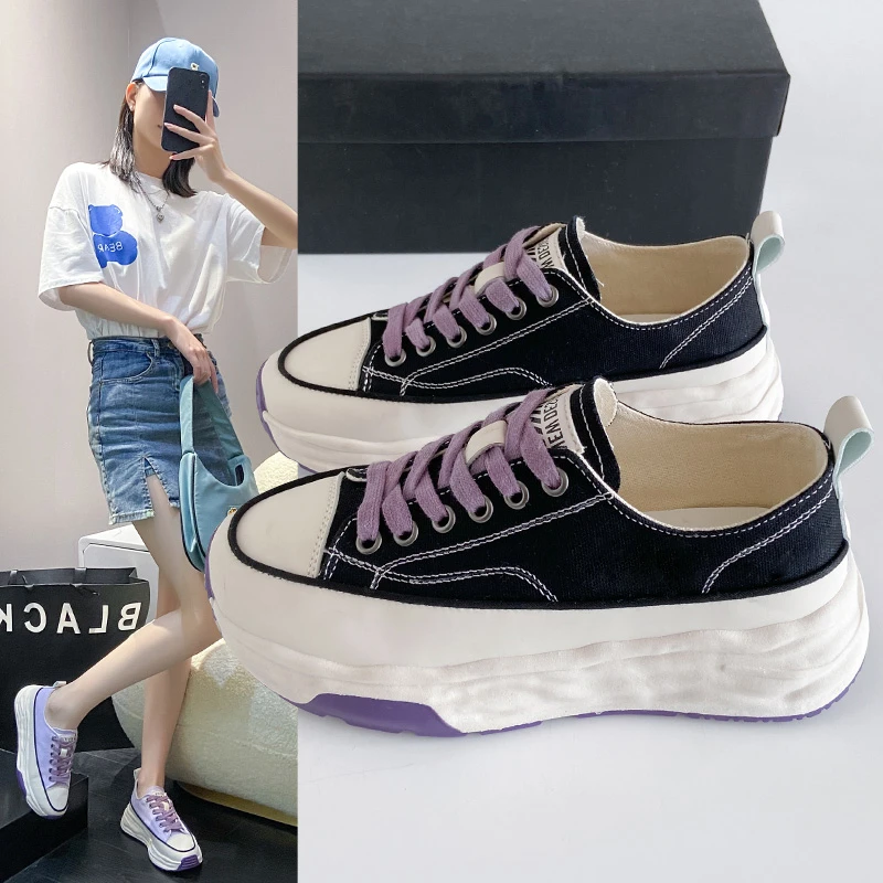 

Shoes Woman 2022 Designer Brand Luxury Women Round Toe Tennis Female Clogs Platform Casual Sneaker New Small Breathable
