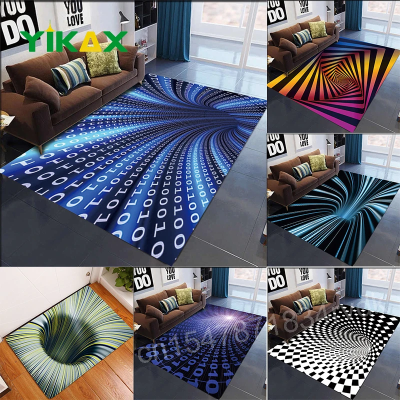 

3D Vortex Illusion Carpet Entrance Door Floor Mat Abstract Geometric Optical Doormat Non-slip Floor Mat Living Room Decor Rug