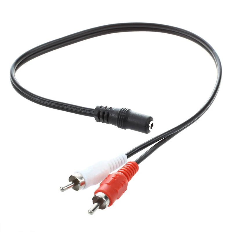 

2 Pcs 3.5mm Female Stereo to 2 RCA Male AV Audio Aux Video Cable Cord Adapter