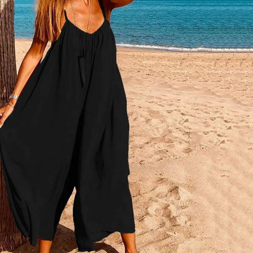 

Women Jumpsuit Solid Color Super Loose Oversized Spaghetti Strap Plus Size Overalls For Women Clothing 2022 Daily Clothes