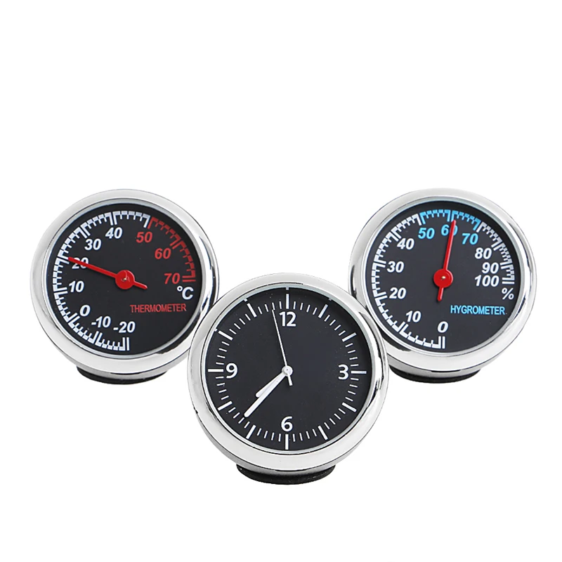 

3Pcs Car 4cm Hygrometer for Time Clock Temperature Thermometer Moisture M