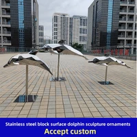 stainless steel geometric dolphins decoration park landscape lawn courtyard office home waterscape art decoration sculpture