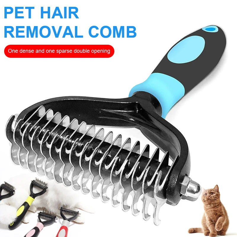 

Щетка для вычесывания домашних животных, профессиональная двухсторонняя Бриллиантовая кисть, грабли, инструменты для груминга котят и щен...