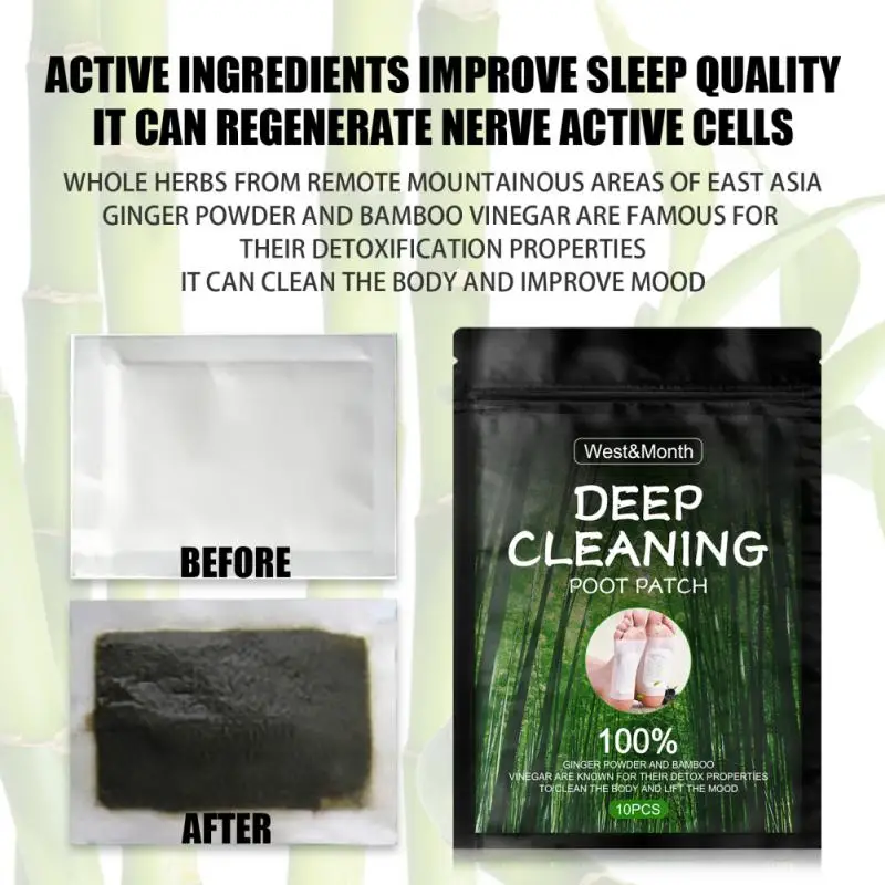 

10pcs Detox Foot Patch Detoxification Body Toxins Stress Relief Deep Sleep Feet Slimming Cleansing Pads Foot Patches Body Care