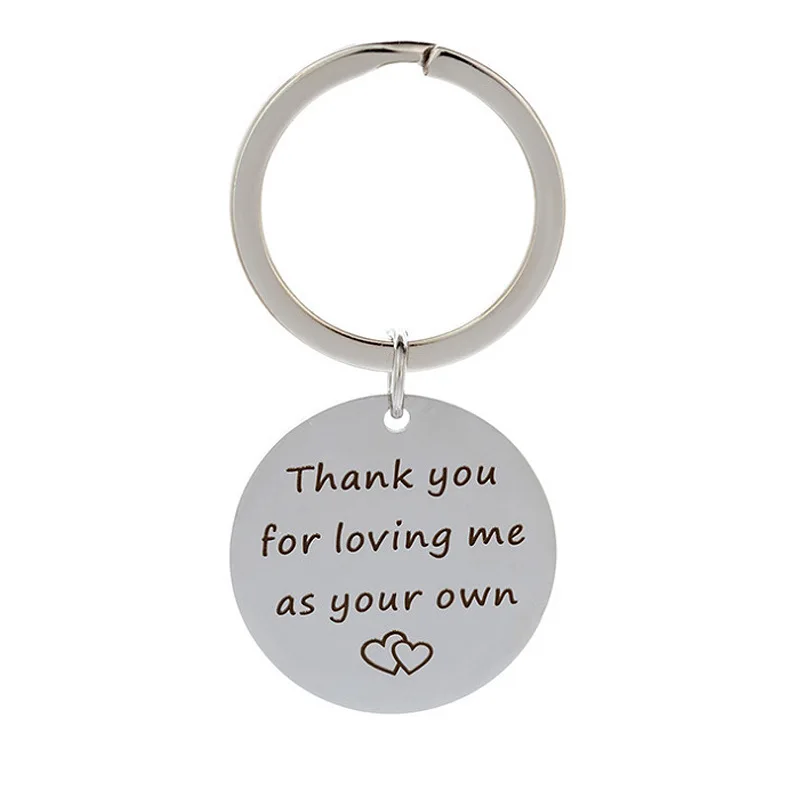 

2023 Fashion Thank You for Loving Me As Your Own Keychain Ring Aunt Uncle Stainless Steel Women's Jewelry Accessories Gift