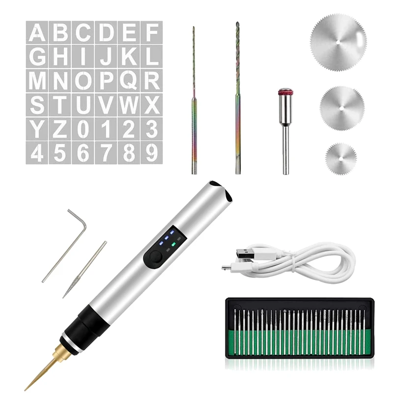

Spot Goods Electric Engraving Pen With 36 Templates, 25W Cordless Etching Engraving Tool With 35 Bits, USB Rechargeable