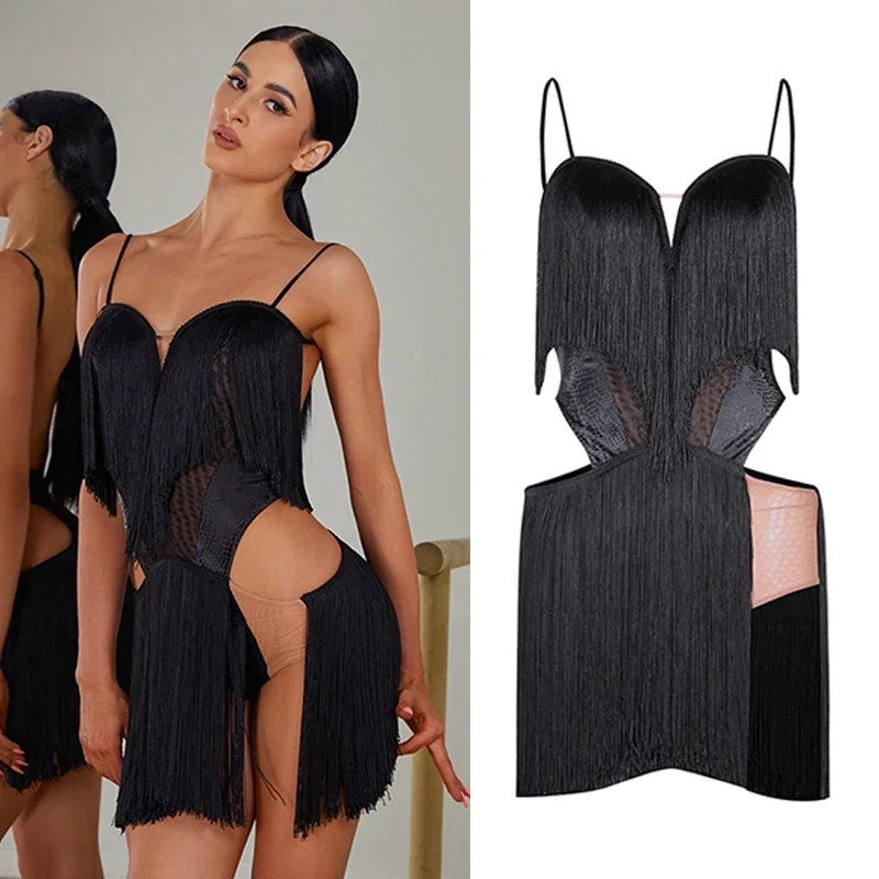 Платье для латиноамериканских танцев с бахромой