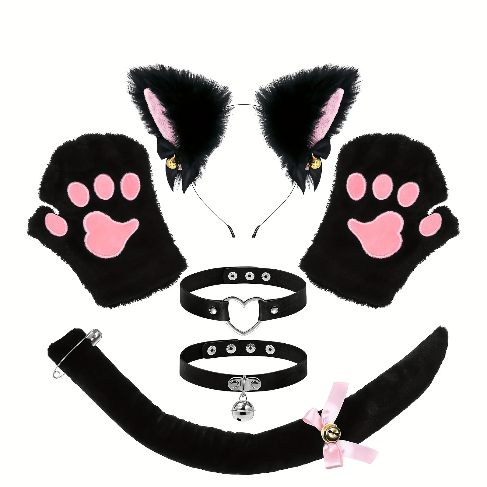 Женский Костюм Для Косплея С Лисьими Ушками Повязка Волос Пушистый Хвост Зажим