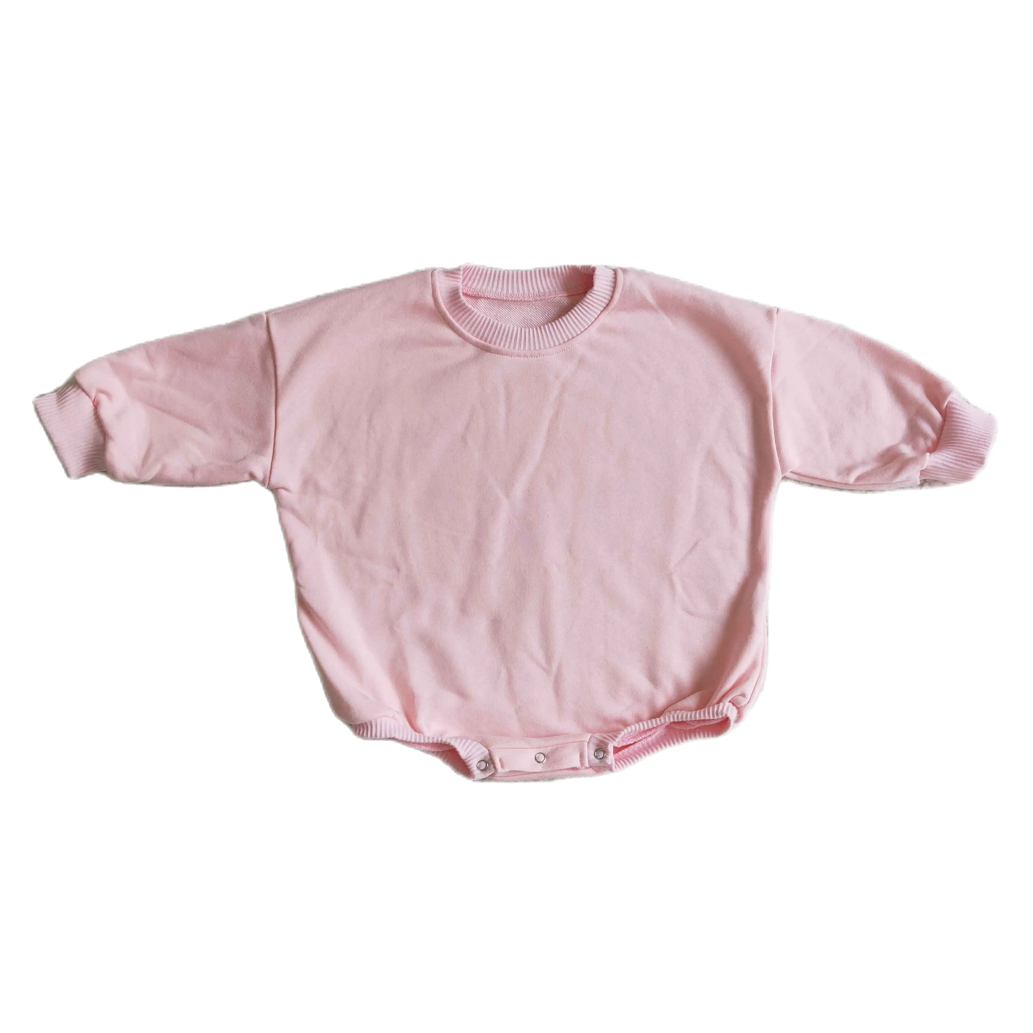 

2022 hot sale boutique girls romper pink long sleeve button design autumn winter toddler kids baby clothing wholesale