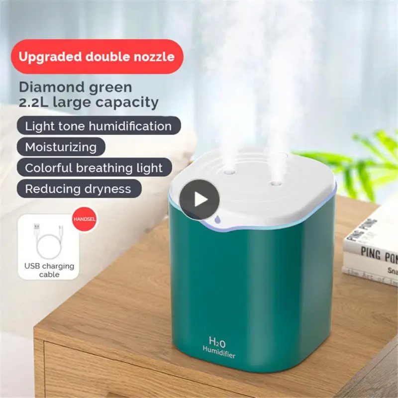 

2.2L Air Humidifier Essential Oil Diffuser Double Nozzle With Coloful LED Light Ultrasonic Humidifiers Air purifier