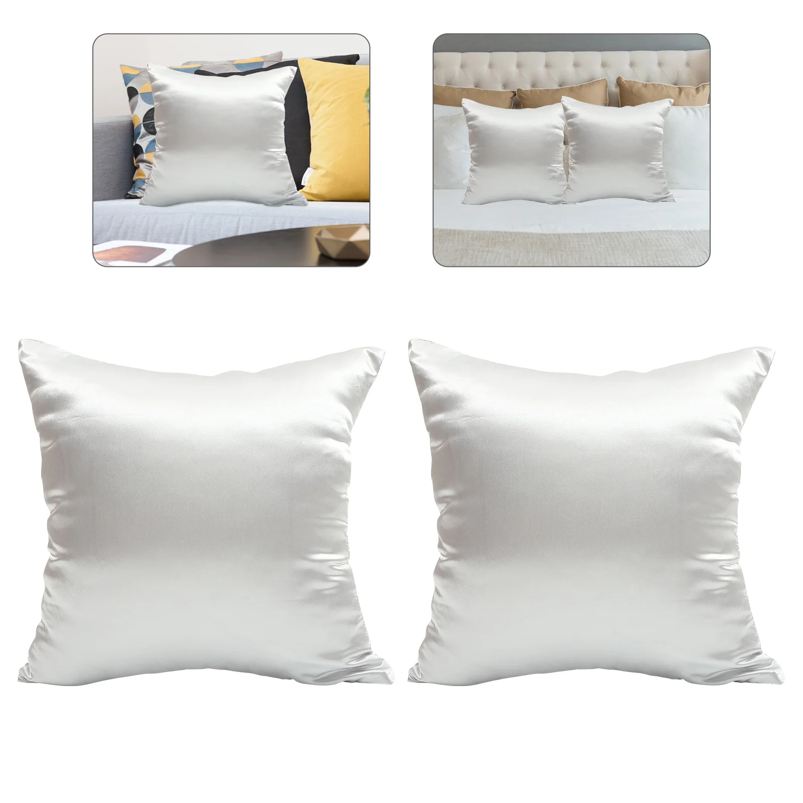 

Pillow Covers Cover Square Cushion Satin Sofa Case Throw Pillowcase Silk Decorative Silky Protector Sham Euro Pillows Casesfaux