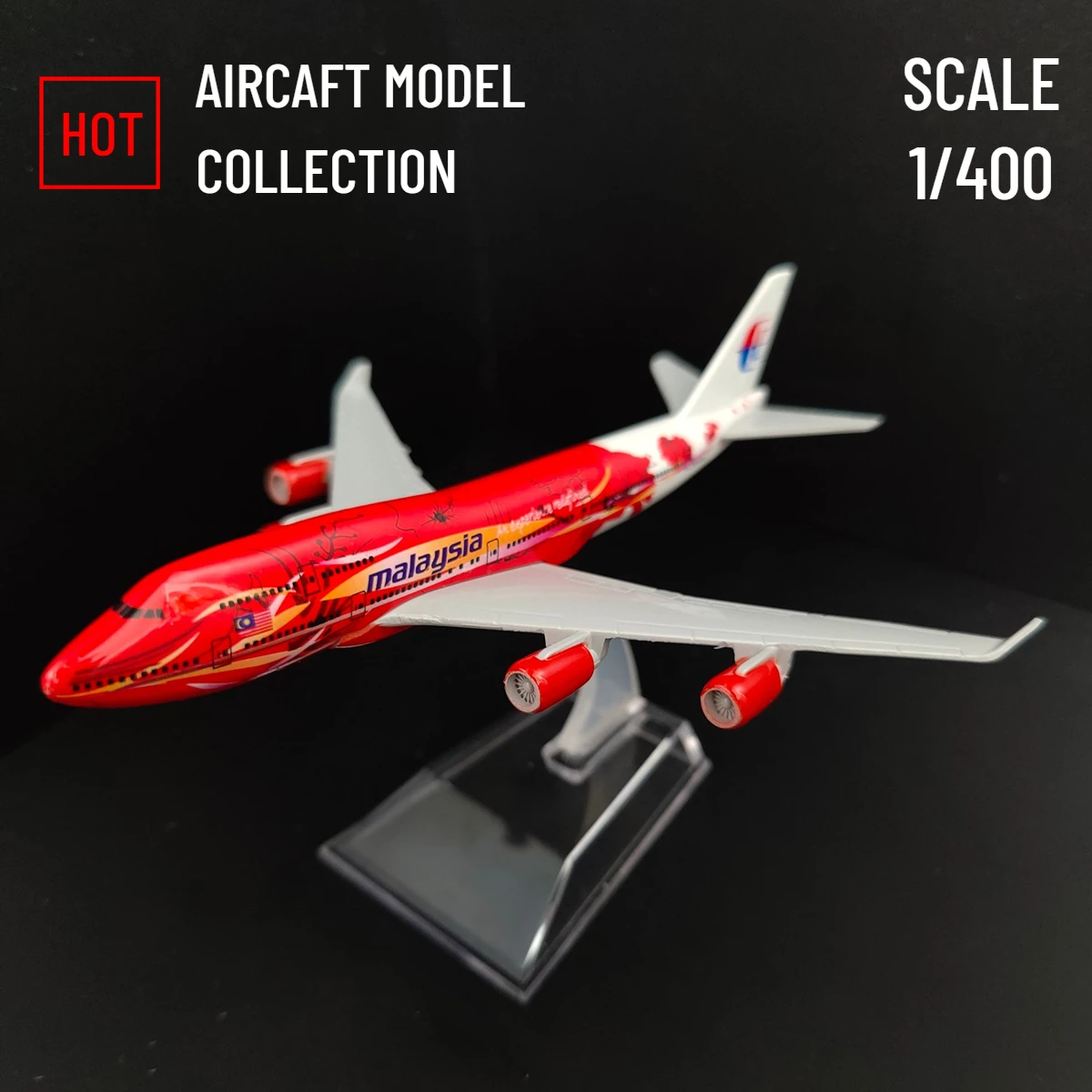 

Scale 1:400 Metal Aircraft Model, Malaysia B747 Plum Airplane Diecast Mini Moto Collection Eduactional Toys for Children