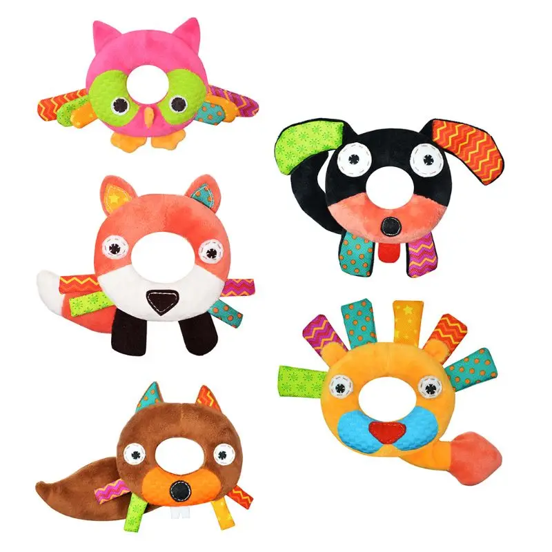 

Baby Boy Girl Animal Pattern Cartoon Hand Ring Rattles Soft Lovely Plush Infant Toy Kids Handbells