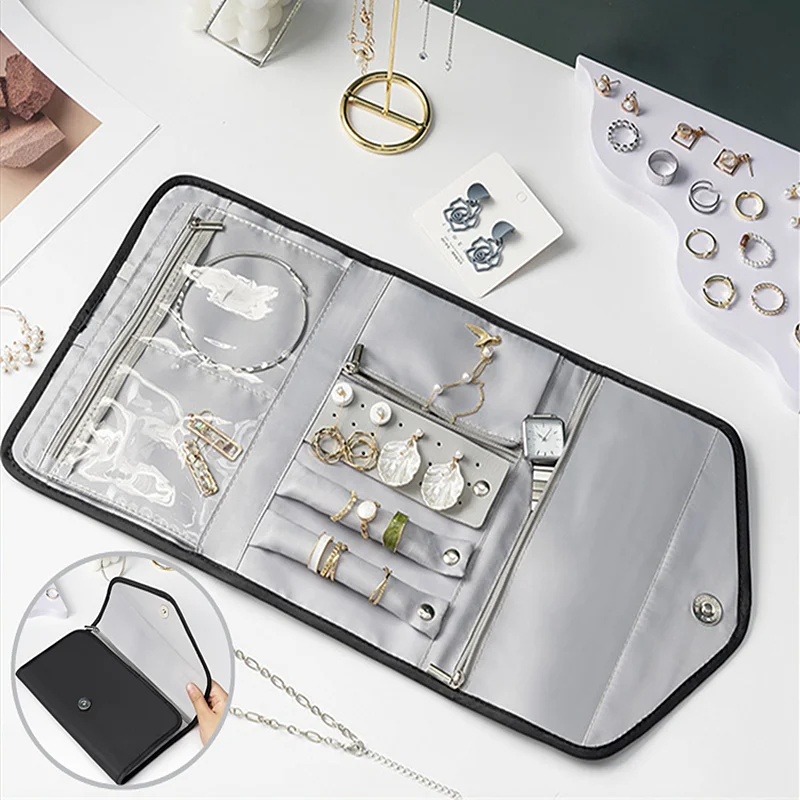 

New Travel Jewelry Organizer Bag Foldable Portable Jewelry Storage Bags Necklace Earrings Rings Case Multifunction