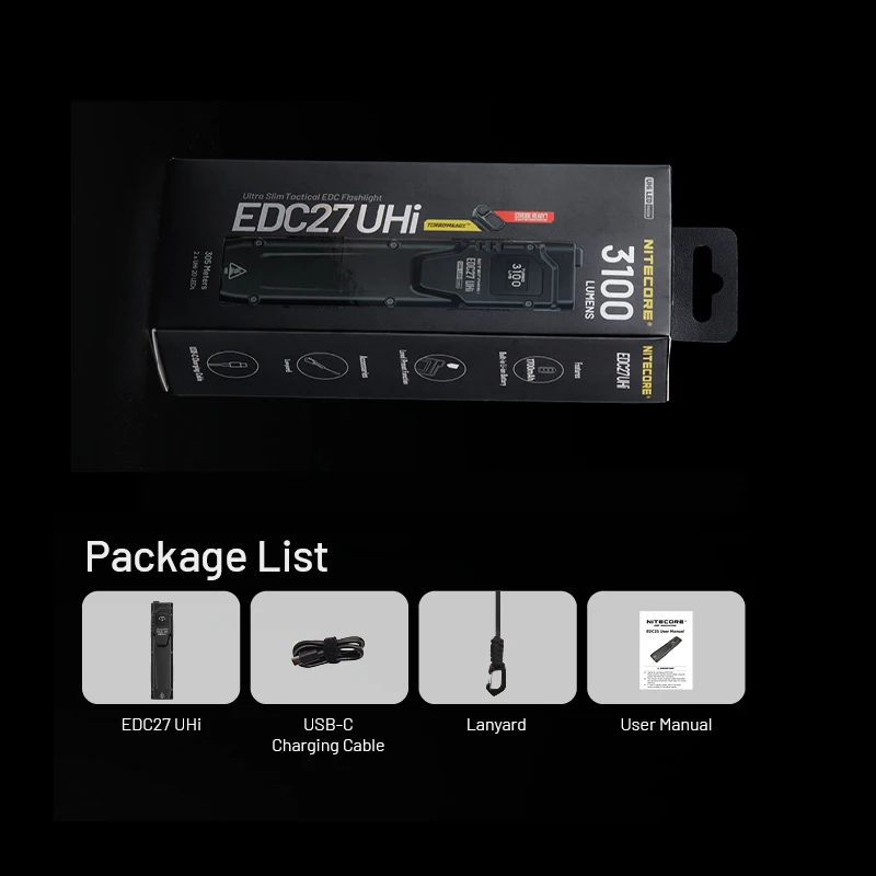 Ультратонкий тактический фонарик NITECORE EDC27 UHi для повседневного использования 3100