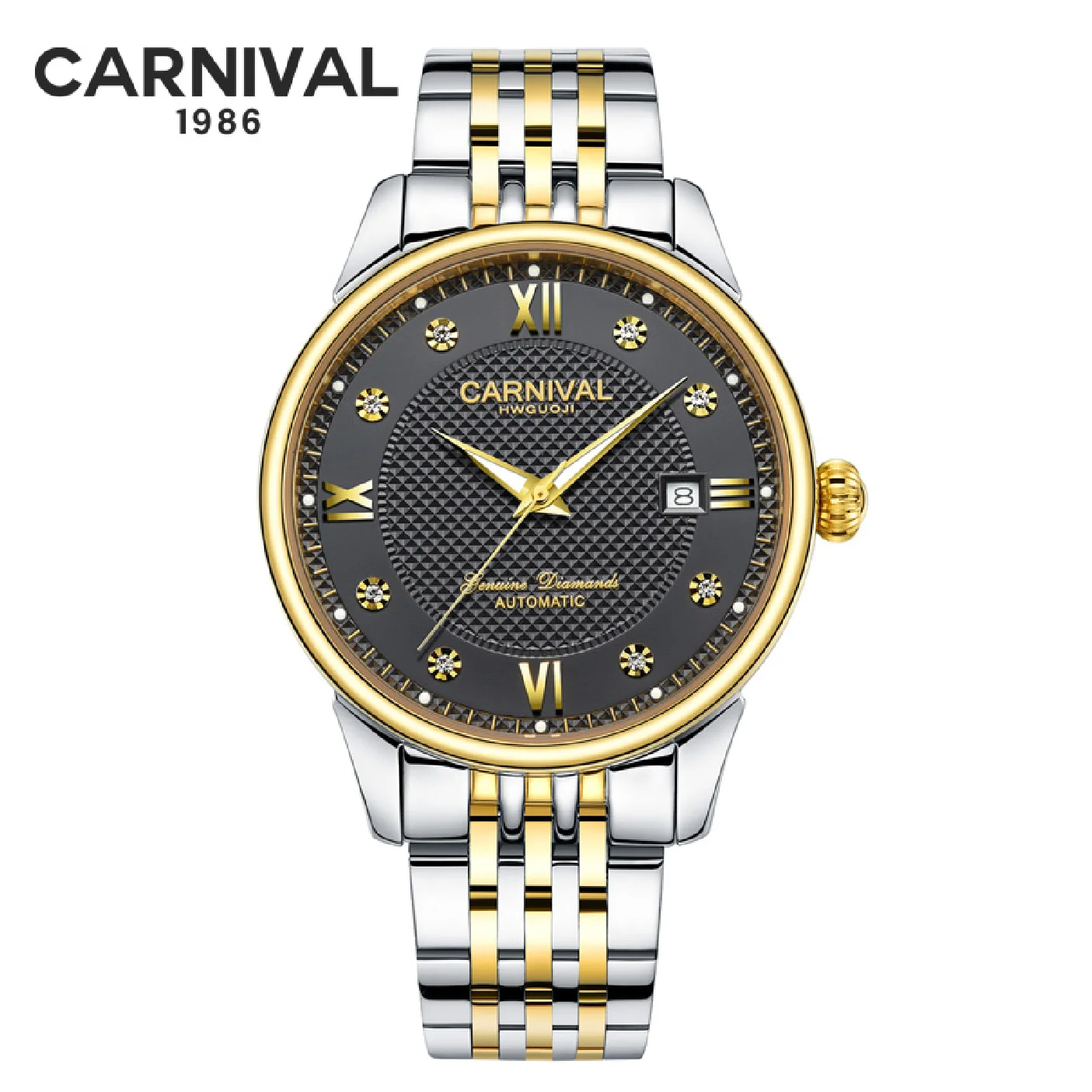 

CARNIVAL Men Watch Luxury Brand Steel Waterproof Clock Fashion Week Calendar Automatic Mechanical Business Male Watches