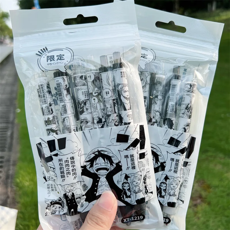 

6Pcs Anime One Piece Press Pen 0.5Mm Black Gel Pen Cartoon Signing Pen Writing Pen Student Stationery School Supplies Kids Gift