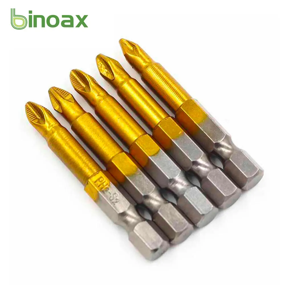 

BINOAX 5pcs Magnetic PH2 Phillips Cross Head Screwdriver Bits 50mm Power Drill Bit Tool 1/4 Hex Shank