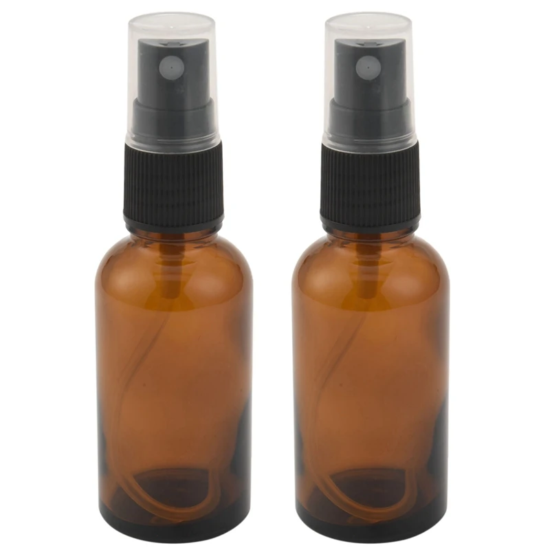 

2X 30ML Amber Glass Spray Bottle With Black ATOMISER Sprays,Refillable Container For Essential Oil / Aromatherapy Use