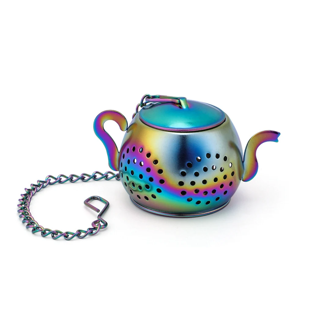 

Stainless Steel Loose Tea Strainer Chain Hook Portable Washable Colorful Teabag Infuser Soup Making Filter Supplies