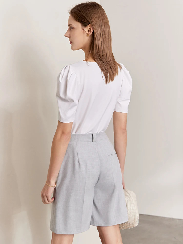 AMII Minimalism Women's Shorts 2023 Summer New Casual Suit Shorts Office Lady Black Pants for Women Solid Pantalones 12240359