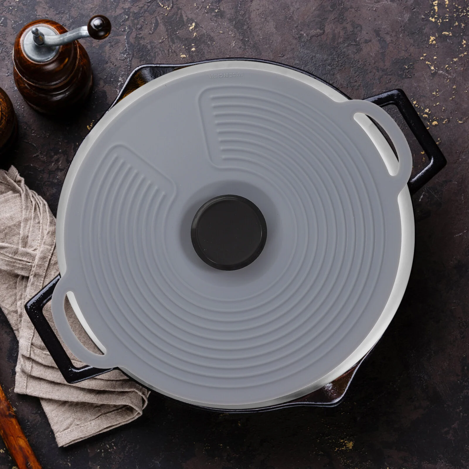 

Dust-proof Pan Lid Silicone Bowl Covers Pot Lid Airtight Creative Platter 27x27cm Fresh-keeping Grey Silica Gel Silicone