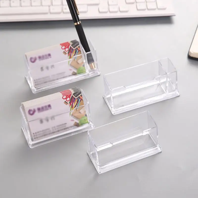 

1Pc Clear Desk Storage Box Storage Display Stand Acrylic Plastic Transparent Desktop Business Card Holder Place Card Holder