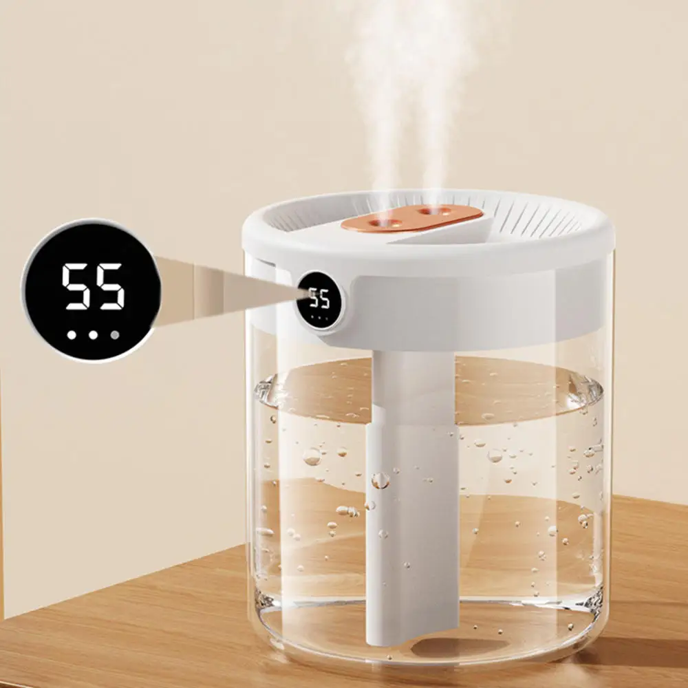 

2L Large Capacity Dual Nozzle Air Humidifier With LCD Humidity Display Usb Aromatherapy Essential Oil Diffuser For Home Offices
