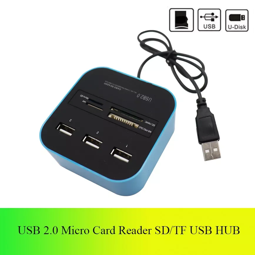 

3 port USB 2.0 Hub TF Micro SD Card Reader Slot USB Combo Multi All In One USB Splitter Cables For Laptop Macbook