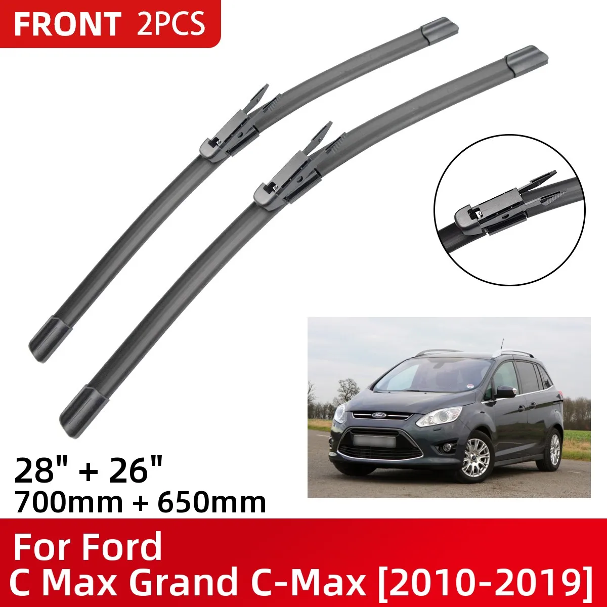 

Front Wiper Blades For Ford C Max Grand C-Max 2010-2019 Windshield Windscreen Window 28"+26" 2013 2014 2015 2016 2017 2018 2019