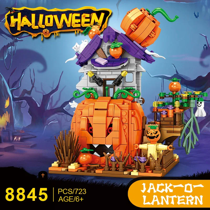 

Хэллоуин Джек-о-фонарь вампир дом блок DIY Тыква строительные кирпичные игрушки для мальчиков и девочек детей