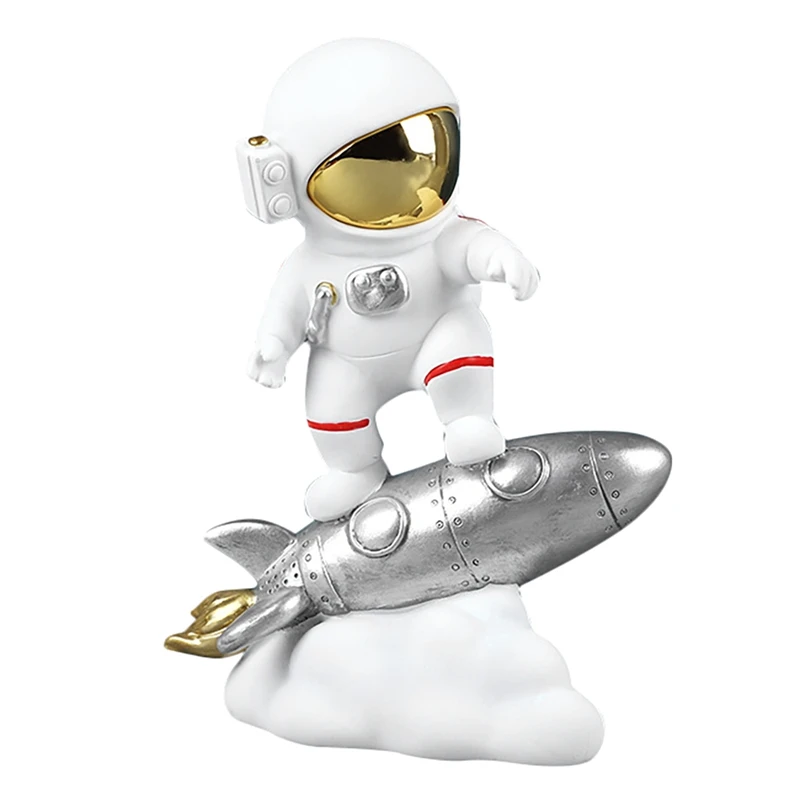 

Astronaut on the Rocket Figurine Home Decor Collectible Statue Astronaut Ornament Living Room Desk Decor Accessories