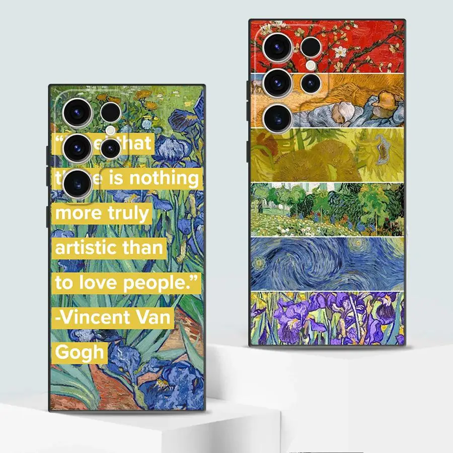 Фото Черный мягкий чехол для телефона Van Gogh Sunflowers для Samsung Galaxy S23 Ultra S20 S24 Plus S25 Edge S21 FE №4
