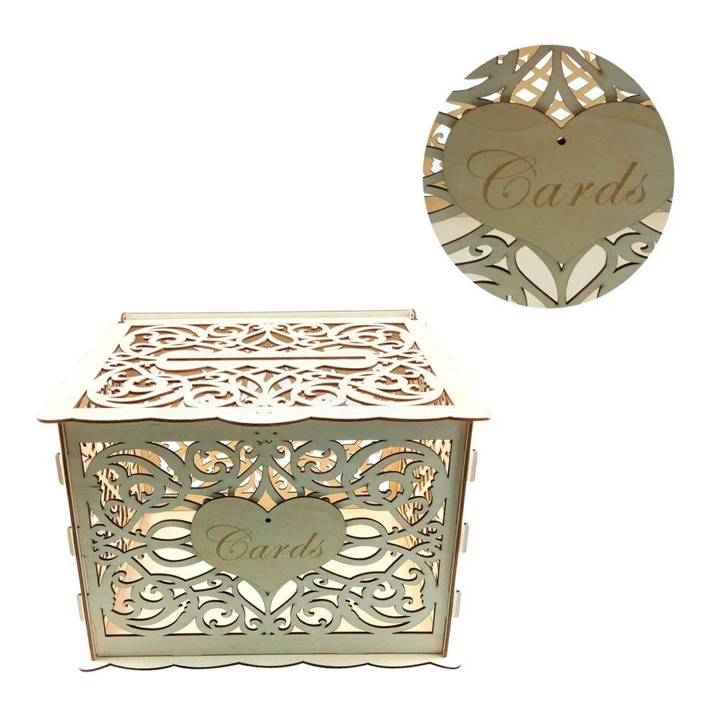 Чехол для хранения карточек полая коробка писем деревянная декоративная
