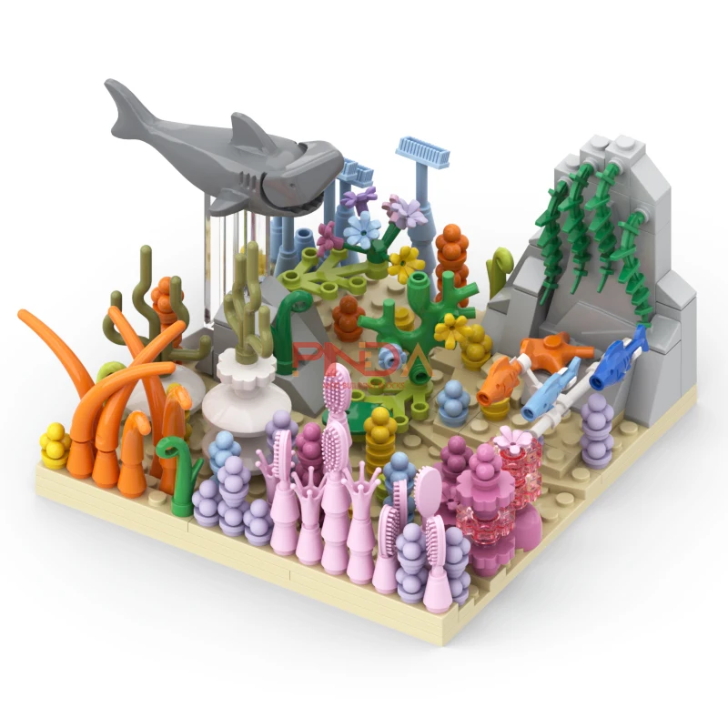 

216 Pcs Ocean Coral Reef Shark Seaweed Fish Model Building Blocks Set Underwater World Scene MOC Assembly Brick Creative Kid Toy