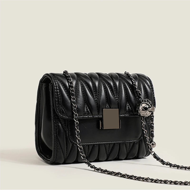 

2022 New All-match Fashion Pleated Chain Shoulder Messenger Bags Luxury Designer Ladies Small Square Bag Women's Handbags Cc Gg