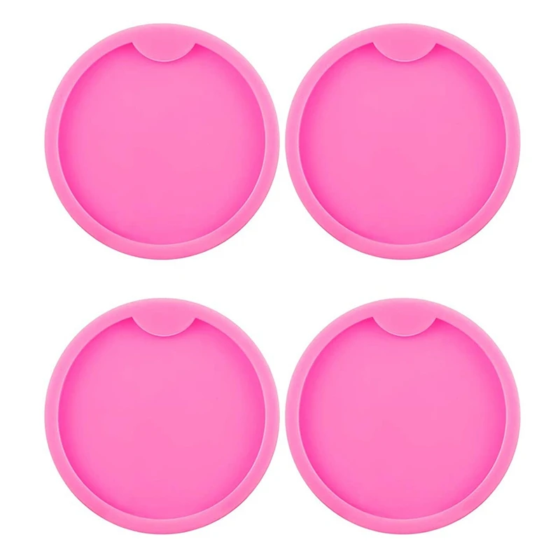 

4 Pieces DIY Round Coaster Silicone Mold Epoxy Resin Casting Mold DIY Molds Silicone Keyring Mold For Cup Mats 7.5Cm