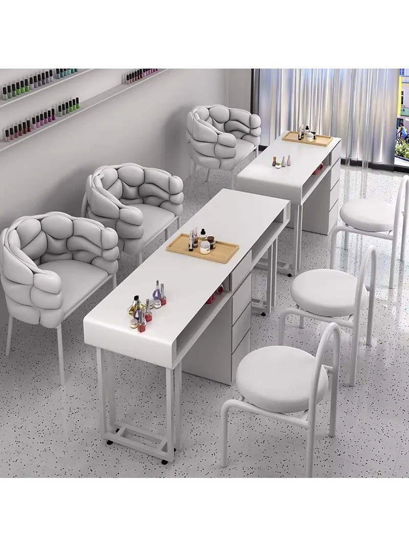 Кремовый Маникюрный Стол и стул набор японский одинарный двойной маникюрный для