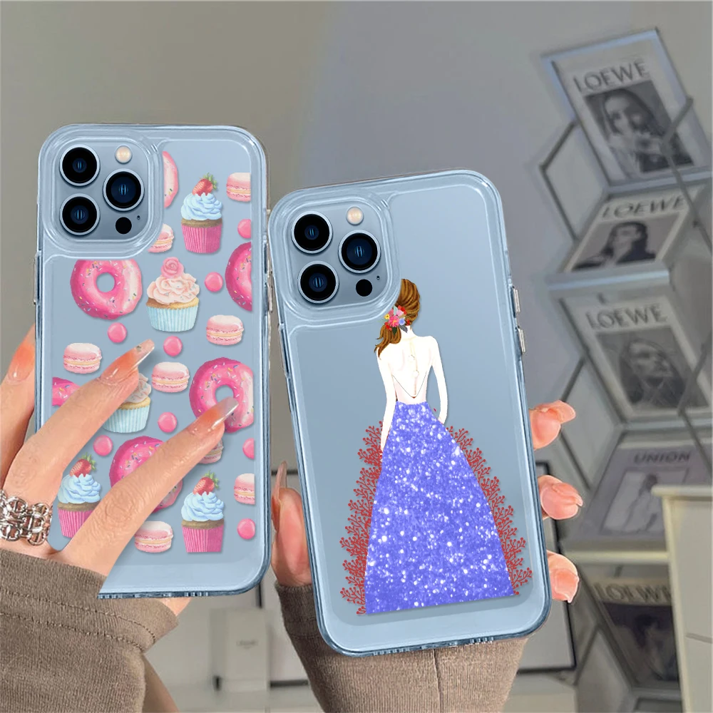 

Cartoon Girl Phone Case for iPhone 13 12 11 Pro Max Mini XS XR X Protection Shell Back Cover for iPhone14 ProMax Coque Fundas