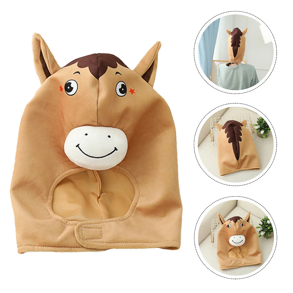 

Horse Head Hat Costume Photo Supply Party Cap Plush Accessories Headgear Adult Costumes