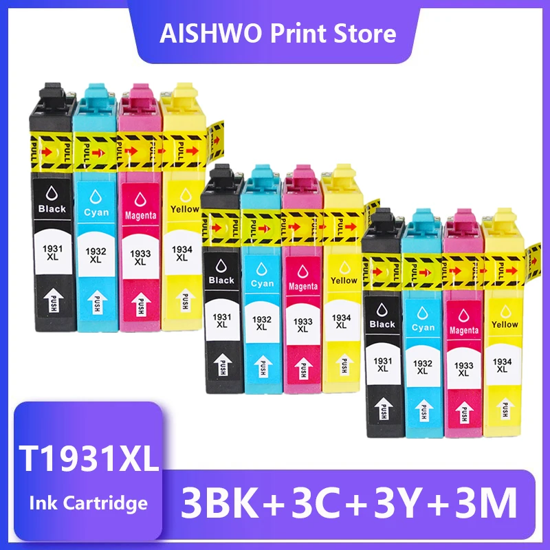 

ASW Compatible Ink cartridges For Epson T1931 T1932 T1933 T1934 Workforce WF-2521 WF-2531NF WF-2541 Inkjet printers