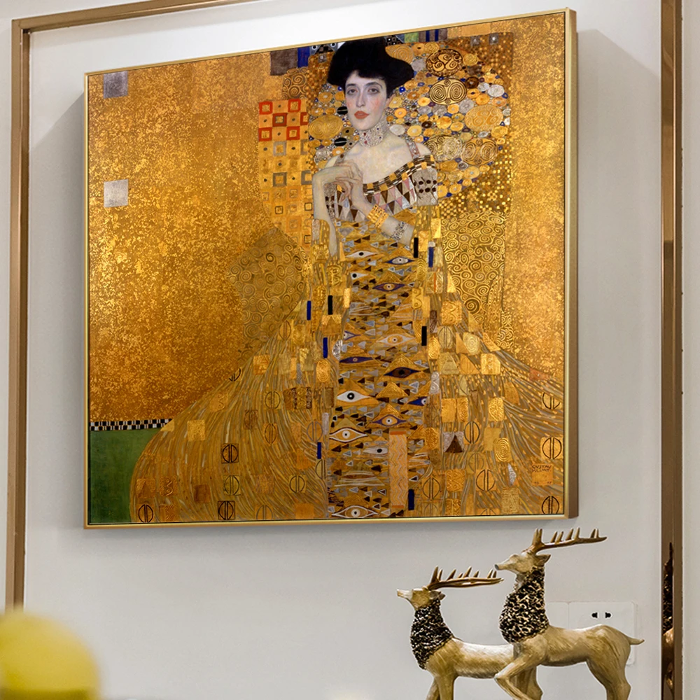 Gustav Klimt Kiss настенные картины портрет Adele Bloch Золотой постер Классическая