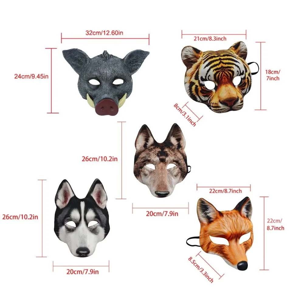 Забавная маска волка на Хэллоуин, маска оборотня, реквизит для вечеринок, косплей, маска тигра из ЭВА, маска хаски с эластичными ремнями, маска животного на пол-лица, реквизит для костюмов (art.: 3920dbf93fe03) - 3920dbf93fe03